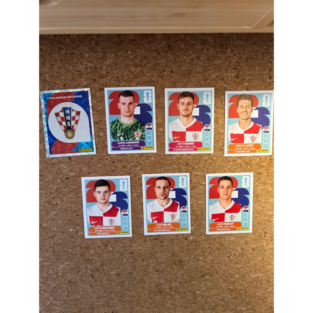 Panini FIFA World Cup 2026 Croatia Sticker Lot Crest Livakovic Majer 7 Stickers